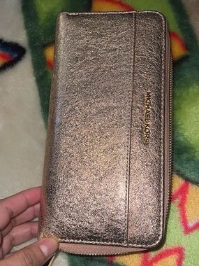 Michael Kors pink glitter large wallet